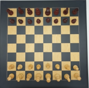 Anigre bord met roodgebeitste stukken