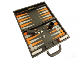 Leatherette backgammon black/orange/grey - Italfama